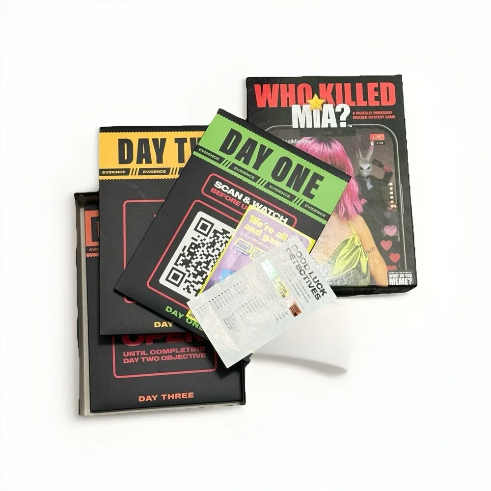 Lot Of 2 Murder Mystery Game Hunt A Killer  Murder at The Motel & Who Killed Mia